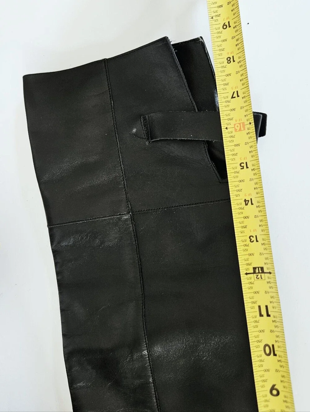 Zara Classic Black Over-the-Knee Buckle Detail Block Heel Almond Toe Tall Boot 6